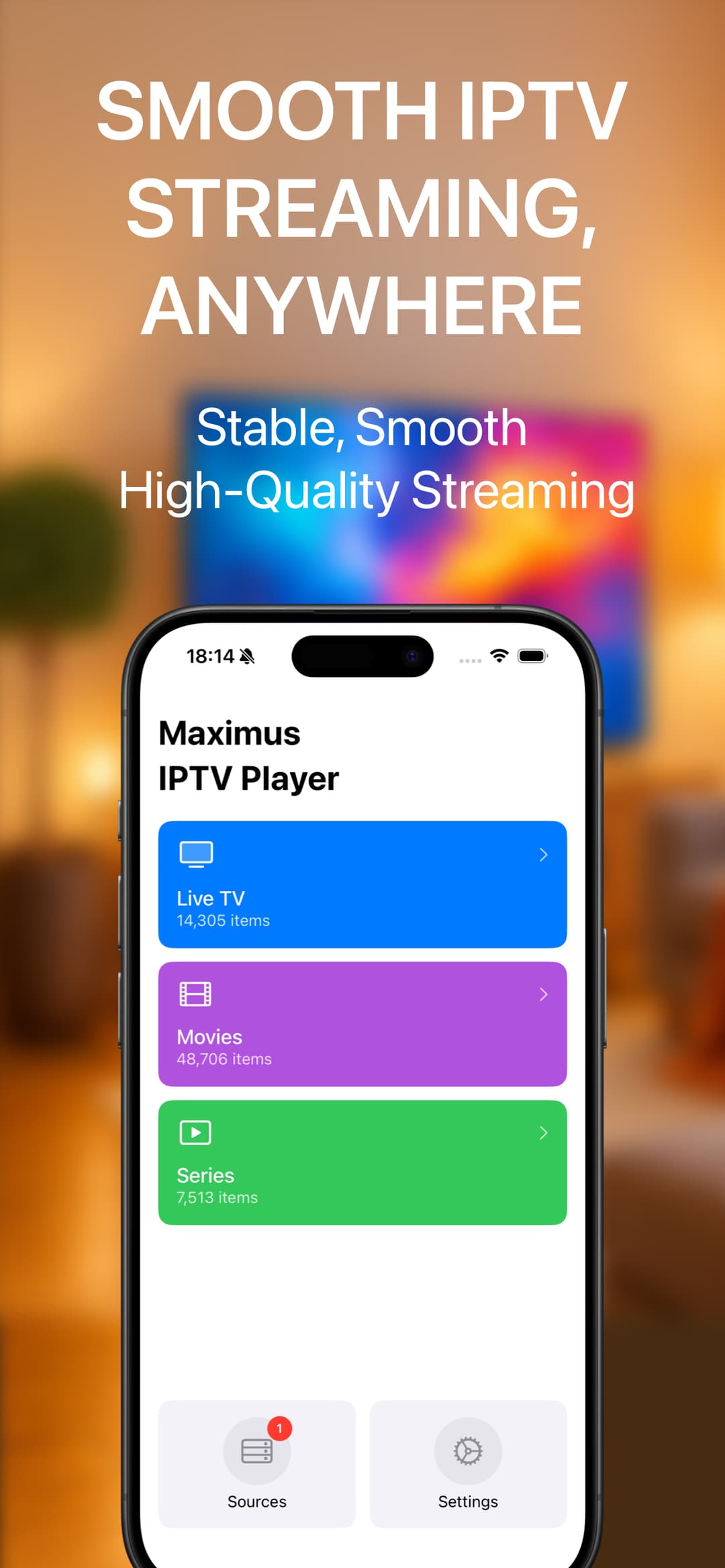 Maximus IPTV Player App Screenshot - IPTV Stream Player for iPhone