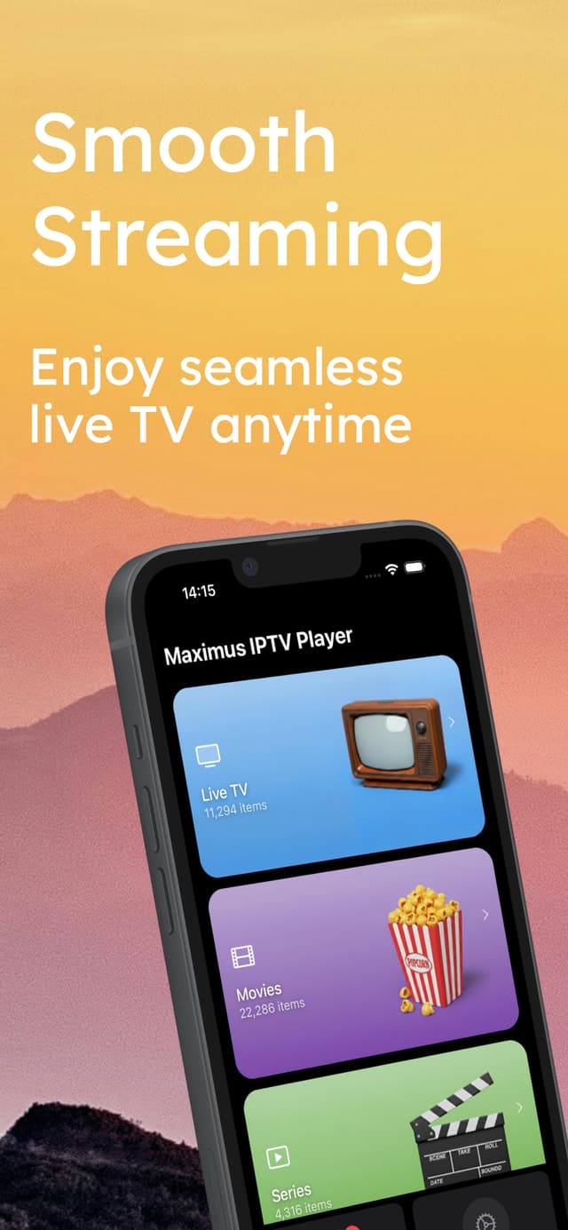 Maximus IPTV Player app screenshot on iPhone